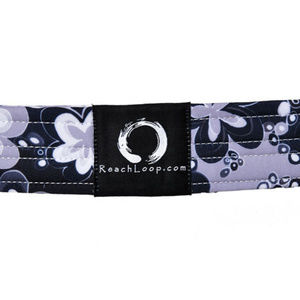 8" Reach Loop Yoga / Stretching Strap / Band - Black Flower